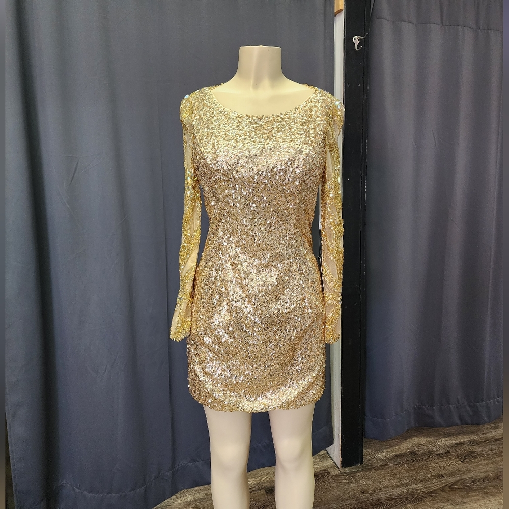 Gold Beaded and Sequin Homecoming/cocktail dress